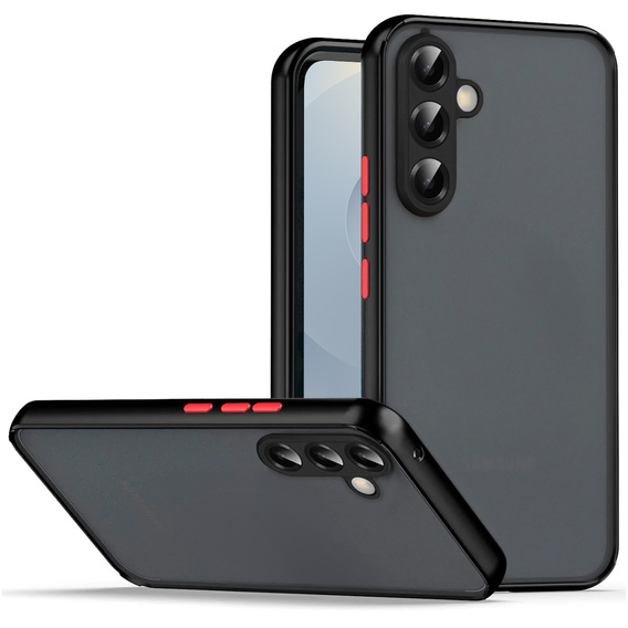 θήκη σιλικόνης για Samsung Galaxy S25, με προστασία κάμερας, διαφανής / μαύρη + γυαλί 9H, μετριασμένο