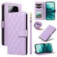 θήκη πτερύγιο για Xiaomi Redmi Note 14 Pro 5G / Xiaomi Redmi Note 14 Pro+ 5G / Xiaomi Poco X7 5G, Rhombus Crossbody Leather, μωβ