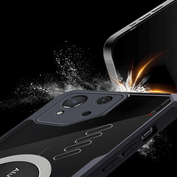 Θήκη για ASUS ROG Phone 8 Pro, με μαγνητική πλάκα, διαφανής / μαύρη