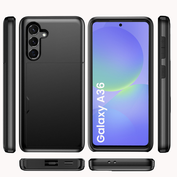 Θήκη για Samsung Galaxy A36 5G, Sliding Card Holder, μαύρη