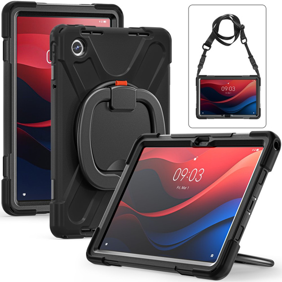 Παιδική θήκη για Lenovo Tab M11, θωρακισμένη με λουράκι, μαύρη
