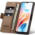 Θήκη για Oppo A18 4G / A38 4G, ERBORD Glossy Litchi, πορτοφόλι με πτερύγιο, καφέ
