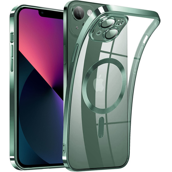 Θήκη για iPhone 13, Electro MagSafe, πράσινη + Γυαλί για την οθόνη