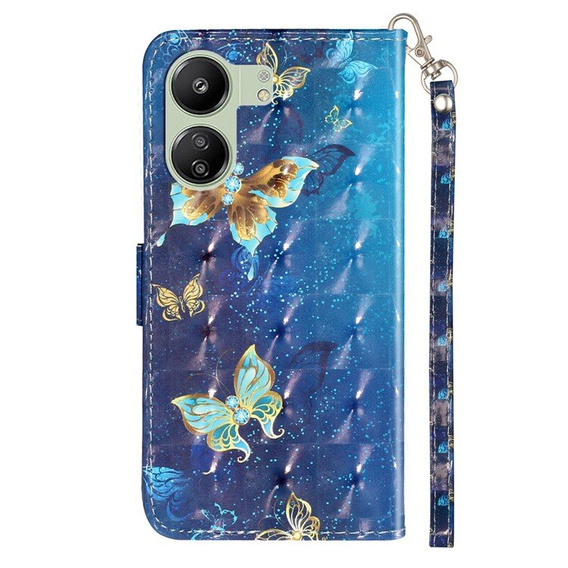 Θήκη με πτερύγιο για Xiaomi Redmi 13C / Poco C65, Wallet, Butterflies μπλε