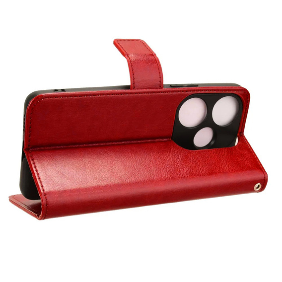 Θήκη με πτερύγιο για Xiaomi Poco F6, Crazy Horse Wallet, κόκκινη