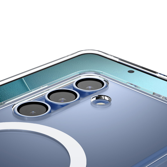 Θήκη MagSafe Spigen για Samsung Galaxy S25+ Plus, Ultra Hybrid, διάφανο / λευκό + Μετριασμένο γυαλί 9H