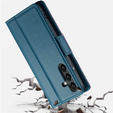 Θήκη για Samsung Galaxy S24, ERBORD Glossy Litchi, πορτοφόλι με πτερύγιο, μπλε