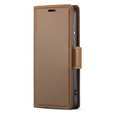 Θήκη για Xiaomi Redmi Note 13 Pro+, ERBORD Glossy Litchi, πορτοφόλι με πτερύγιο, καφέ