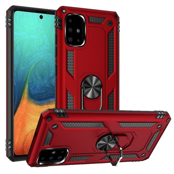 θωρακισμένη θήκη για Samsung Galaxy A51, Nox Case Ring, κόκκινη