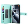 Θήκη με πτερύγιο για Xiaomi 14T Pro, Wallet Zipper Pocket, πράσινη
