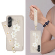 θήκη για Samsung Galaxy A55 5G, Leather Flower Card Slot, μπεζ