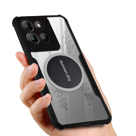 Θήκη για Motorola Moto G15 / Motorola Moto G15 Power, με μαγνητική πλάκα, διαφανής / μαύρη