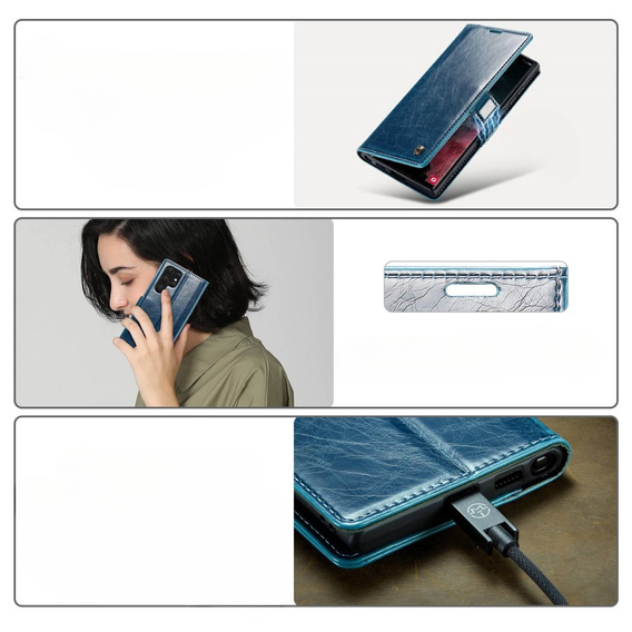 θήκη CASEME για Samsung Galaxy S22 Ultra, Waxy Textured, μπλε