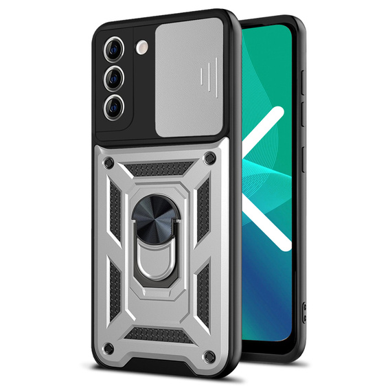 Θήκη για Samsung Galaxy S23 Plus, CamShield Slide, ασημένιο