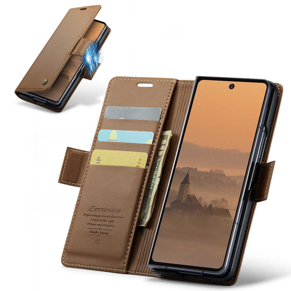 CASEME Litchi θήκη πορτοφόλι flip για Samsung Galaxy Z Fold7 5G