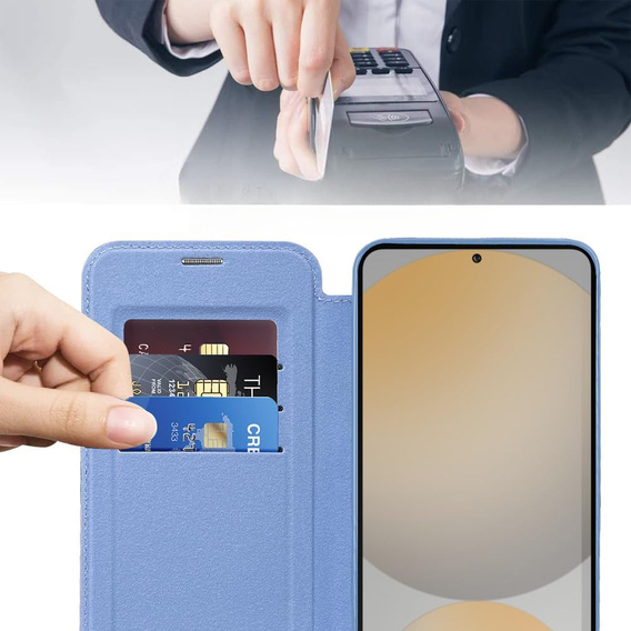Θήκη με πτερύγιο για Samsung Galaxy S25 FE, RFID Wallet MagSafe CamShield, μπλε