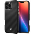 θήκη Spigen για iPhone 16 Pro Max, Enzo Aramid MagSafe, Μαύρο άνθρακα / ασημί + γυαλί 9H tempered glass