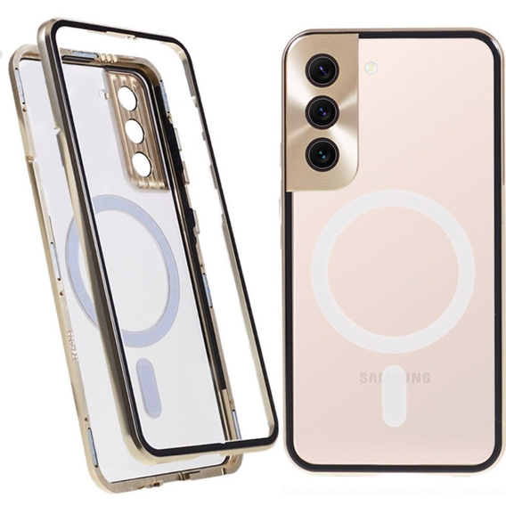 Μαγνητική θήκη MagSafe Dual Glass για Samsung Galaxy S21+ Plus, χρυσή