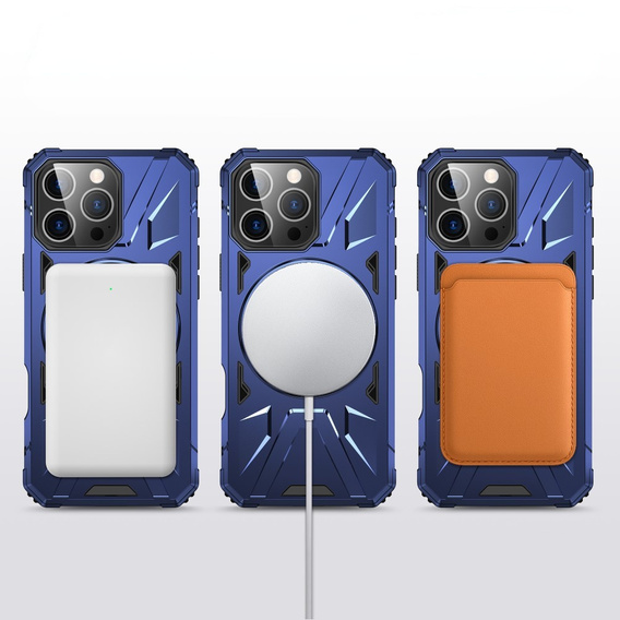 Θήκη για iPhone 16 Pro, θωρακισμένη με βάση και λαβή, μπλε
