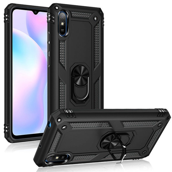 θωρακισμένη θήκη για Xiaomi Redmi 9A, Nox Case Ring, μαύρη