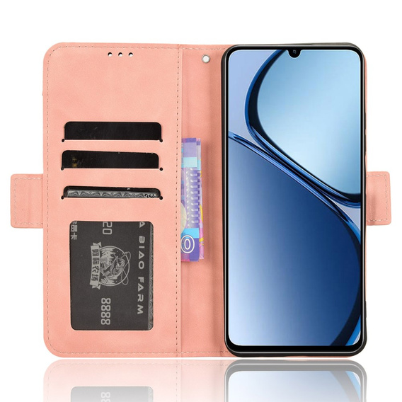 Θήκη με πτερύγιο για Realme C61, Card Slot, ροζ
