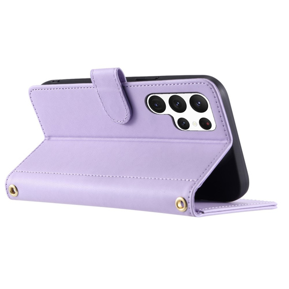 θήκη πτερύγιο για Samsung Galaxy S25 Ultra, Rhombus Crossbody Leather, μωβ