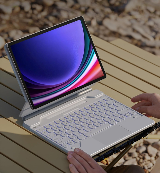 Θήκη πληκτρολογίου για Samsung Galaxy Tab S7+ / S7 FE / S9+ / S8+ / S9 FE+ / S10+, Dexnor Magnetic Keyboard Touchpad, λευκή