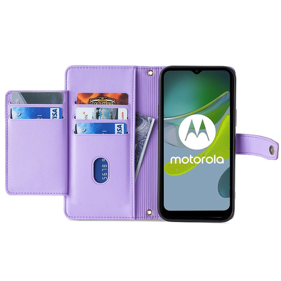Θήκη με πτερύγιο για Motorola Edge 40 Neo, Wallet Zipper Pocket, μωβ