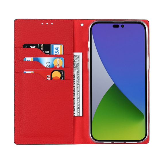 Θήκη με πτερύγιο για iPhone 14 Pro Max, Litchi Skin Grain, μαύρη