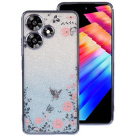 Θήκη για Infinix Hot 30, Glitter Flower, μπλε