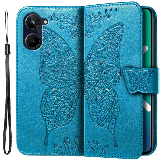 Θήκη με πτερύγιο για Oppo A17, Butterfly, μπλε