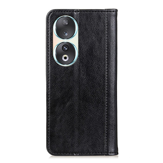 Θήκη για Honor 90, Wallet Litchi Leather, μαύρη