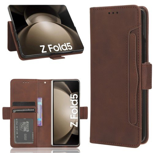 Θήκη με πτερύγιο για Samsung Galaxy Z Fold 5 5G, Card Slot, καφέ