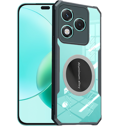 Θήκη για Honor 400 Lite, με μαγνητική πλάκα, διαφανής / μαύρη