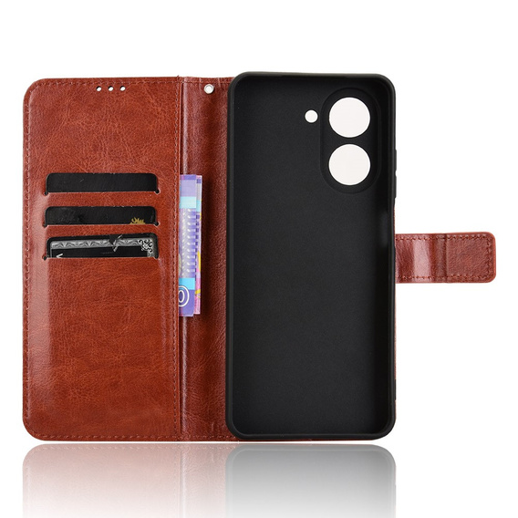 Θήκη με πτερύγιο για Xiaomi Redmi A5, Crazy Horse Wallet, καφέ