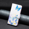 Θήκη με πτερύγιο για OPPO A57 / A57s, Wallet, butterfly & flowers, λευκή