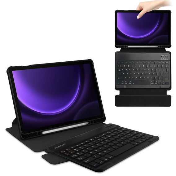 Θήκη πληκτρολογίου για Samsung Galaxy Tab S10 Lite / S10 FE / S9 FE, Rotary 360° Leather, μαύρη