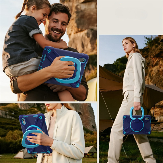 Παιδική θήκη για Lenovo Tab M11, θωρακισμένη με λουράκι, ναυτικό μπλε / πράσινο