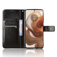 Θήκη με πτερύγιο για Motorola Edge 50 Ultra, Crazy Horse Wallet, μαύρη