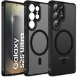 Θήκη για Samsung Galaxy S25 Ultra, για MagSafe, ERBORD Μatt Case, μαύρη + Γυαλί οθόνης