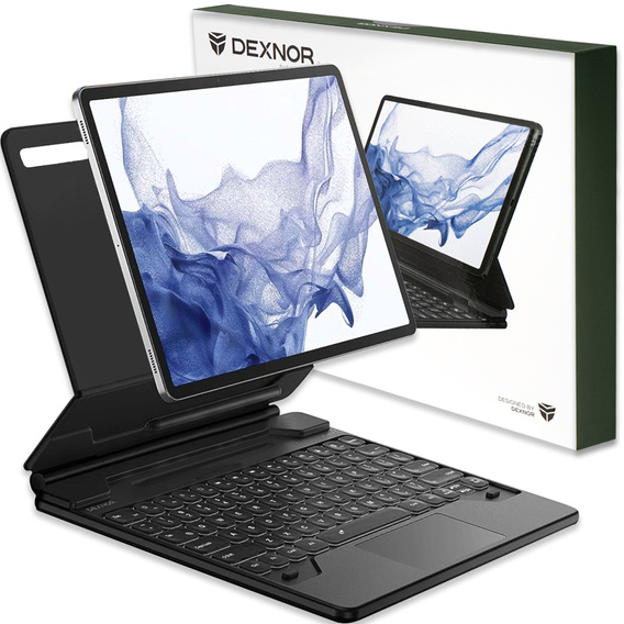 Θήκη πληκτρολογίου για Samsung Galaxy Tab S10+/S9 FE+ Plus/S9+/ S8+/ S7+/ S7 FE, Dexnor Magnetic Keyboard Touchpad, μαύρη