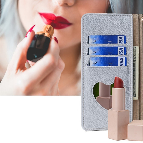 θήκη Wallet Zipper Pocket flip για το Motorola Moto G54 5G, Wallet Zipper Pocket, με καθρέφτη, μπλε