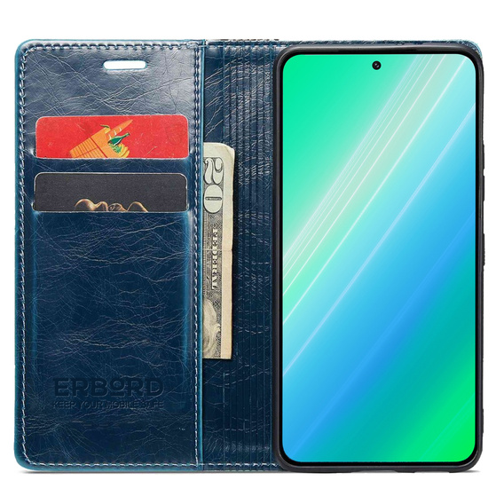 Θήκη με πτερύγιο για Samsung Galaxy A54, ERBORD Waxy Wallet, μπλε