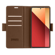 Θήκη για Xiaomi Redmi Note 13 Pro 4G, ERBORD Glossy Litchi, πορτοφόλι με πτερύγιο, καφέ