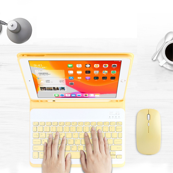 Θήκη + πληκτρολόγιο iPad 10.2 2019 / 2020 / 2021, κίτρινη