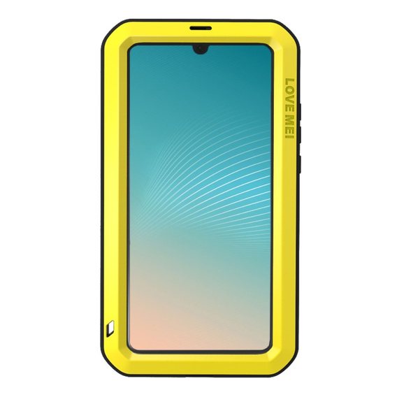 Love Mei Θήκη για Huawei P30 Pro, armored with glass, κίτρινη / μαύρη