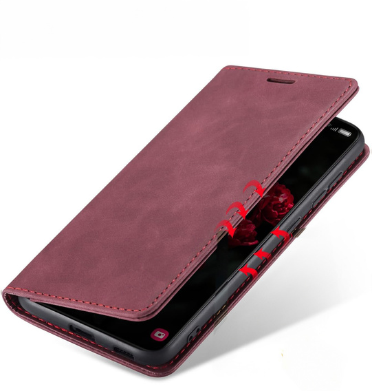 Θήκη για Samsung Galaxy A55, ERBORD Vintage, κόκκινη + Γυαλί για την οθόνη