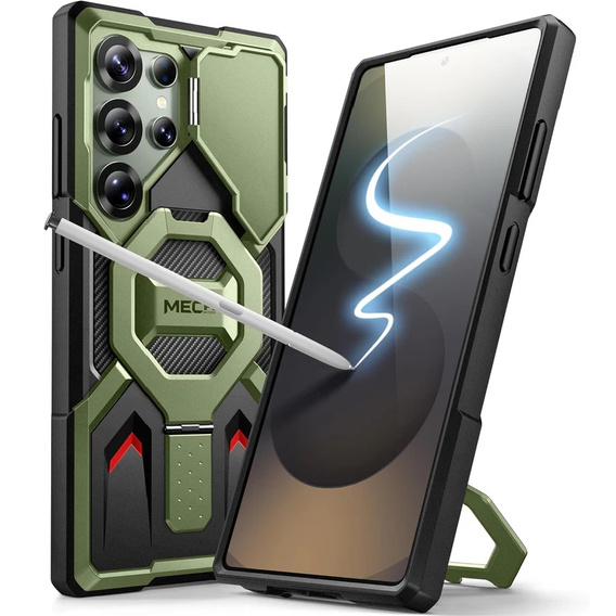 Θήκη για Samsung Galaxy S25 Ultra, Tongate MECH MagSafe Series, Πράσινη + 9H Tempered Glass
