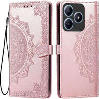 Θήκη με πτερύγιο για Realme C61, Mandala, ροζ rose gold