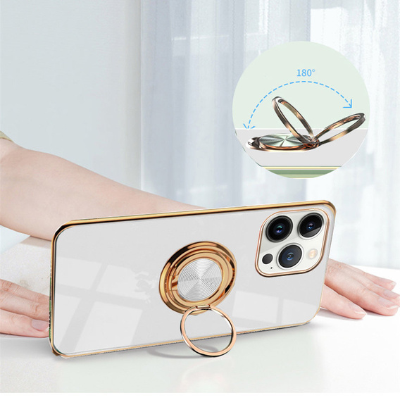 Θήκη για iPhone 13 Pro, Electro Ring, λευκή